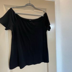 Old Navy Black Off the Shoulder Fitted T shirt